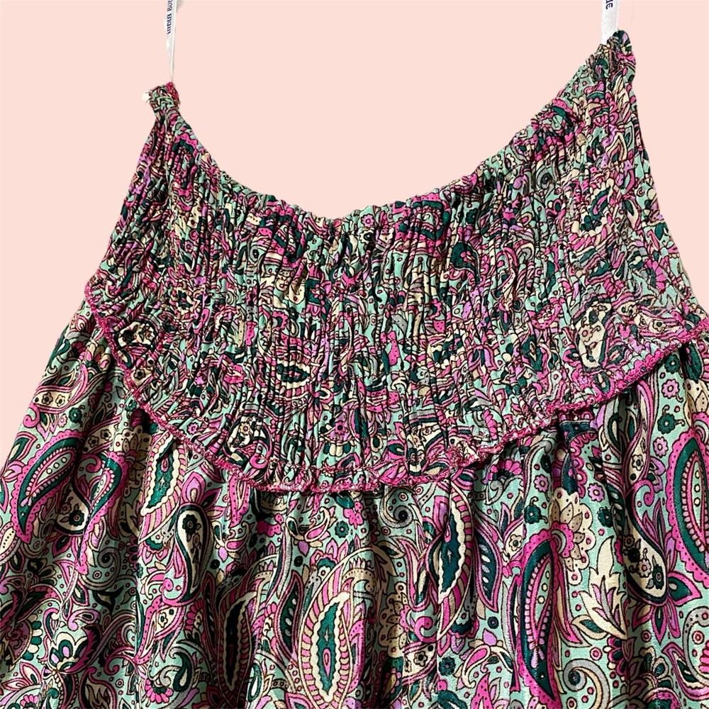 India Boutique Satin Extra Wide-Leg Boho Paisley Pants - Picture 3 of 8